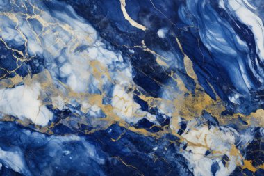 Lüks lacivert mermer desenli işlenmiş kolaj. Pankart, arkaplan veya 3B haritalama için doku