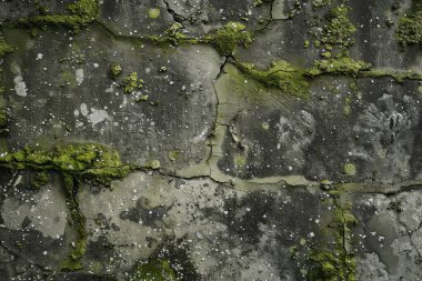 Eski, kumlu, beton yosunlu duvarın fotoğrafı. Arkaplan veya haritalama için arkaplan dokusu