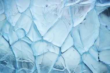 İşlenmiş mavi soğuk kırılan buz yüzeyi dokusu kolajı. Pankart, arkaplan veya 3B haritalama için doku