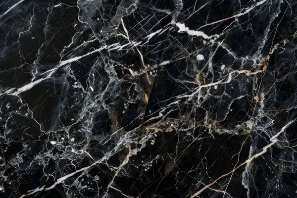 Siyah mutfak mermeri desenli beyaz damarlı bir fotoğraf. Arkaplan veya haritalama için arkaplan dokusu