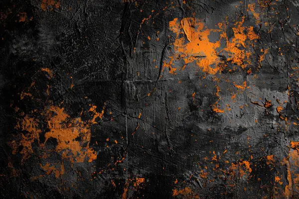 Siyah ve turuncu paslı metal yüzey fotoğrafı. Arkaplan veya haritalama için arkaplan dokusu