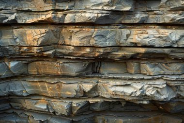 Sedimenter katmanlı kaya dokusunun fotoğrafı. Arkaplan veya haritalama için arkaplan dokusu