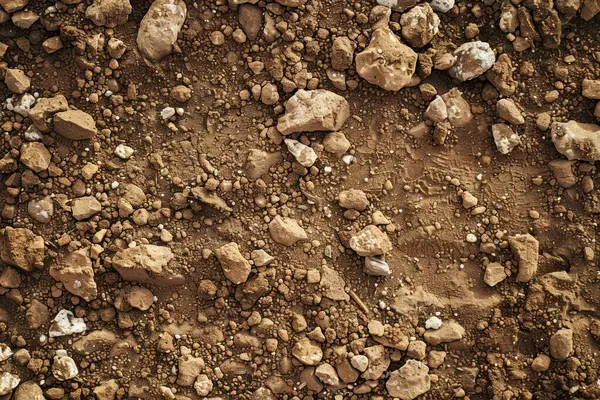 Kahverengi toprak yüzeyi fotoğrafı. Yakın çekim. Arkaplan veya haritalama için arkaplan dokusu
