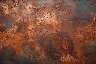 Gündüz vakti paslı metal yaprak dokusunun işlenmiş kolajı. Pankart, arkaplan veya 3B haritalama için doku