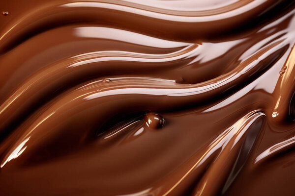 Processed collage of melted liquid chocolate texture. Background for banner, backdrop or texture for 3D mapping