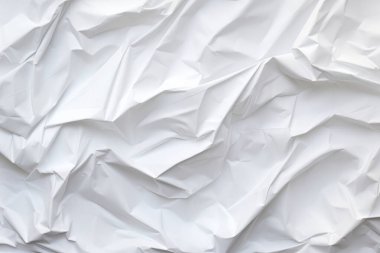 Buruşmuş beyaz kağıt dokusunun işlenmiş kolajı. Pankart, arkaplan veya 3B haritalama için doku