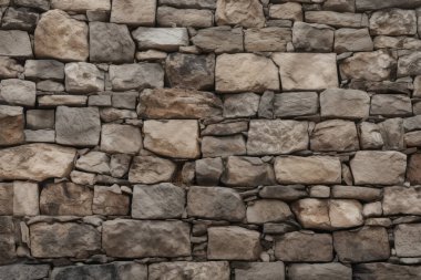 Gündüz vakti eski ortaçağ taş duvar dokusunun işlenmiş kolajı. Pankart, arkaplan veya 3B haritalama için doku