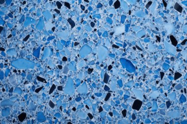 Lacivert terrazzo yüzey dokusunun işlenmiş kolajı. Pankart, arkaplan veya 3B haritalama için doku