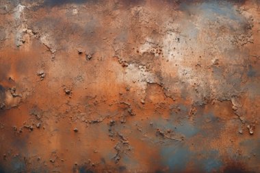 Gündüz vakti paslı metal yaprak dokusunun işlenmiş kolajı. Pankart, arkaplan veya 3B haritalama için doku