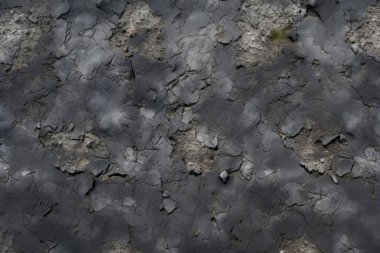 Siyah taş asfalt yüzey dokusunun işlenmiş kolajı. Pankart, arkaplan veya 3B haritalama için doku