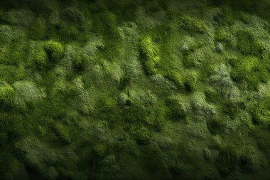 Yosunlu orman yüzey dokusunun işlenmiş kolajı. Pankart, arkaplan veya 3B haritalama için doku