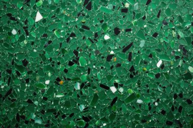 Yeşil terrazzo yüzey dokusunun işlenmiş kolajı. Pankart, arkaplan veya 3B haritalama için doku
