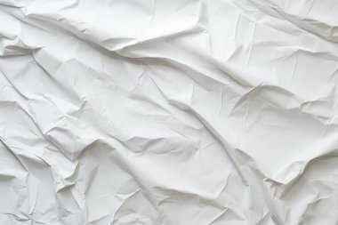 Buruşmuş beyaz kağıt dokusunun işlenmiş kolajı. Pankart, arkaplan veya 3B haritalama için doku