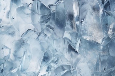 İşlenmiş mavi soğuk kırılan buz yüzeyi dokusu kolajı. Pankart, arkaplan veya 3B haritalama için doku