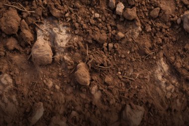 Yeraltı kahverengi toprak katman malzeme dokusu kolajı işlenmiş. Pankart, arkaplan veya 3B haritalama için doku