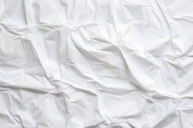 Buruşmuş beyaz kağıt dokusunun işlenmiş kolajı. Pankart, arkaplan veya 3B haritalama için doku