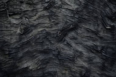 Eski siyah ağaç kabuğu yüzey dokusunun işlenmiş kolajı. Pankart, arkaplan veya 3B haritalama için doku