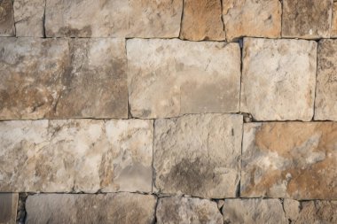 Antik sarı blok duvar dokusunun işlenmiş kolajı. Pankart, arkaplan veya 3B haritalama için doku