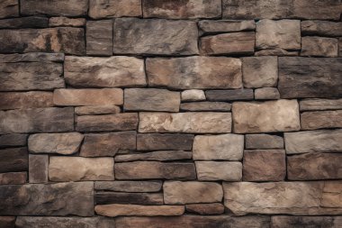 Gündüz vakti eski ortaçağ taş duvar dokusunun işlenmiş kolajı. Pankart, arkaplan veya 3B haritalama için doku