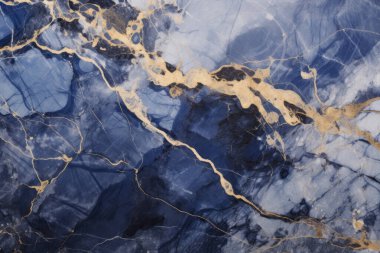 Lüks lacivert mermer desenli işlenmiş kolaj. Pankart, arkaplan veya 3B haritalama için doku