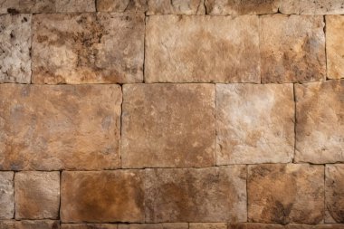 Antik sarı blok duvar dokusunun işlenmiş kolajı. Pankart, arkaplan veya 3B haritalama için doku