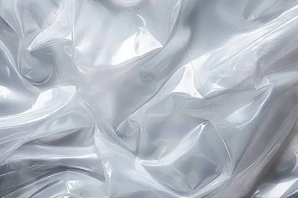 Şeffaf selofan plastik folyo dokusunun işlenmiş kolajı. Pankart, arkaplan veya 3B haritalama için doku