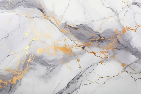 İşlenmiş beyaz ve altın mermer desenli kolaj. Pankart, arkaplan veya 3B haritalama için doku