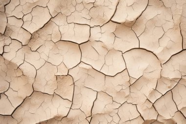 Kurumuş çatlamış toprak yüzey dokusunun işlenmiş kolajı. Pankart, arkaplan veya 3B haritalama için doku