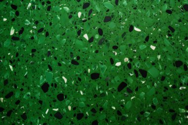 Yeşil terrazzo yüzey dokusunun işlenmiş kolajı. Pankart, arkaplan veya 3B haritalama için doku