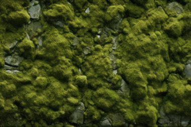Yosunlu orman yüzey dokusunun işlenmiş kolajı. Pankart, arkaplan veya 3B haritalama için doku