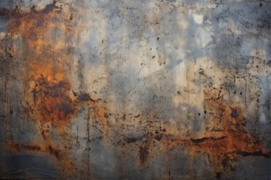 Gündüz vakti paslı metal yaprak dokusunun işlenmiş kolajı. Pankart, arkaplan veya 3B haritalama için doku