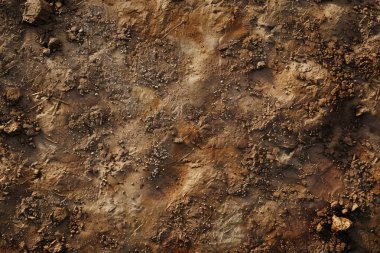 Kahverengi toprak yüzeyi fotoğrafı. Yaklaş. Arkaplan veya haritalama için arkaplan dokusu