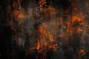 Siyah ve turuncu paslı metal yüzey fotoğrafı. Arkaplan veya haritalama için arkaplan dokusu