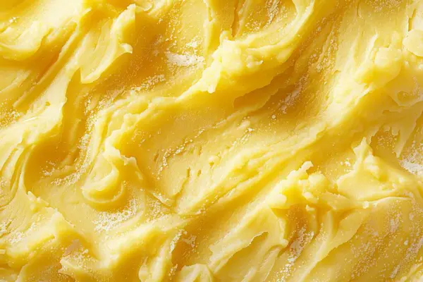 Sarı patates püre desenli fotoğraf yakın çekim. Arkaplan ya da yemek tarifleri için yemek fotoğrafı