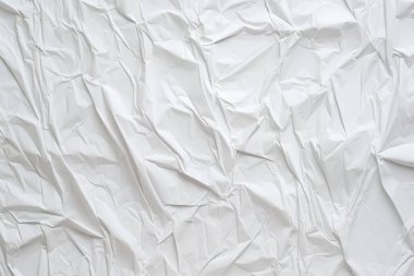 Buruşmuş beyaz kağıt dokusunun işlenmiş kolajı. Pankart, arkaplan veya 3B haritalama için doku