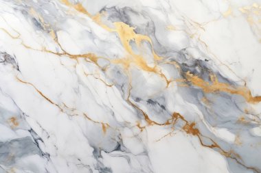 İşlenmiş beyaz ve altın mermer desenli kolaj. Pankart, arkaplan veya 3B haritalama için doku