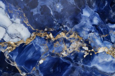 Lüks lacivert mermer desenli işlenmiş kolaj. Pankart, arkaplan veya 3B haritalama için doku