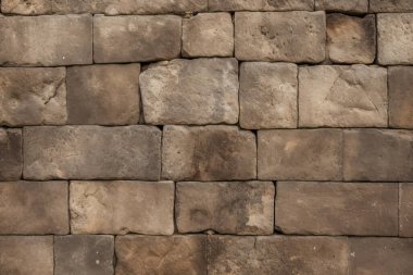 Antik sarı blok duvar dokusunun işlenmiş kolajı. Pankart, arkaplan veya 3B haritalama için doku