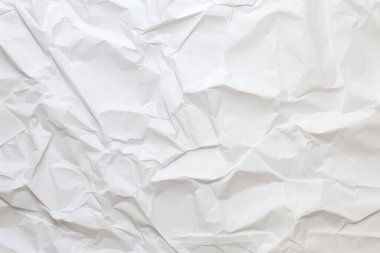 Buruşmuş beyaz kağıt dokusunun işlenmiş kolajı. Pankart, arkaplan veya 3B haritalama için doku