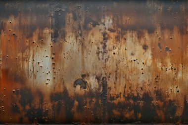 Gündüz vakti paslı metal yaprak dokusunun işlenmiş kolajı. Pankart, arkaplan veya 3B haritalama için doku