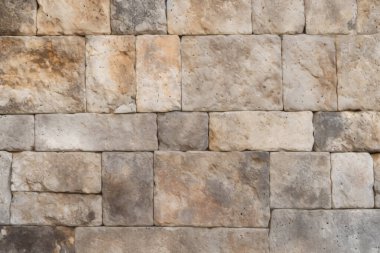 Antik sarı blok duvar dokusunun işlenmiş kolajı. Pankart, arkaplan veya 3B haritalama için doku