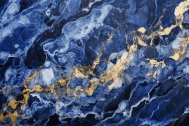 Lüks lacivert mermer desenli işlenmiş kolaj. Pankart, arkaplan veya 3B haritalama için doku