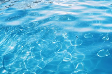 Güneş ışığında işlenmiş mavi su dalgaları dokusu kolajı. Pankart, arkaplan veya 3B haritalama için doku