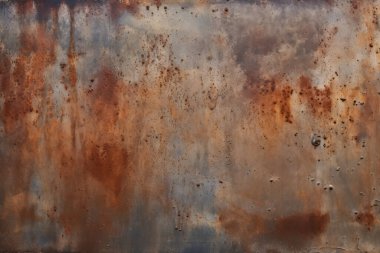 Gündüz vakti paslı metal yaprak dokusunun işlenmiş kolajı. Pankart, arkaplan veya 3B haritalama için doku