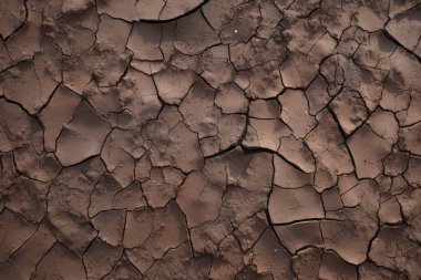 Çatlamış kil yüzey dokusunun işlenmiş kolajı. Pankart, arkaplan veya 3B haritalama için doku