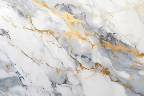 İşlenmiş beyaz ve altın mermer desenli kolaj. Pankart, arkaplan veya 3B haritalama için doku