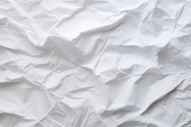 Buruşmuş beyaz kağıt dokusunun işlenmiş kolajı. Pankart, arkaplan veya 3B haritalama için doku