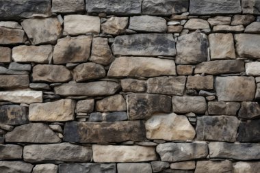 Gündüz vakti eski ortaçağ taş duvar dokusunun işlenmiş kolajı. Pankart, arkaplan veya 3B haritalama için doku