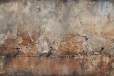 Kirli, kahverengi beton yüzey dokusunun işlenmiş kolajı. Pankart, arkaplan veya 3B haritalama için doku