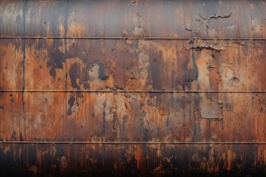 Gündüz vakti paslı metal yaprak dokusunun işlenmiş kolajı. Pankart, arkaplan veya 3B haritalama için doku